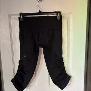 lululemon athletica Black Cropped Leggings with Side Ruching
